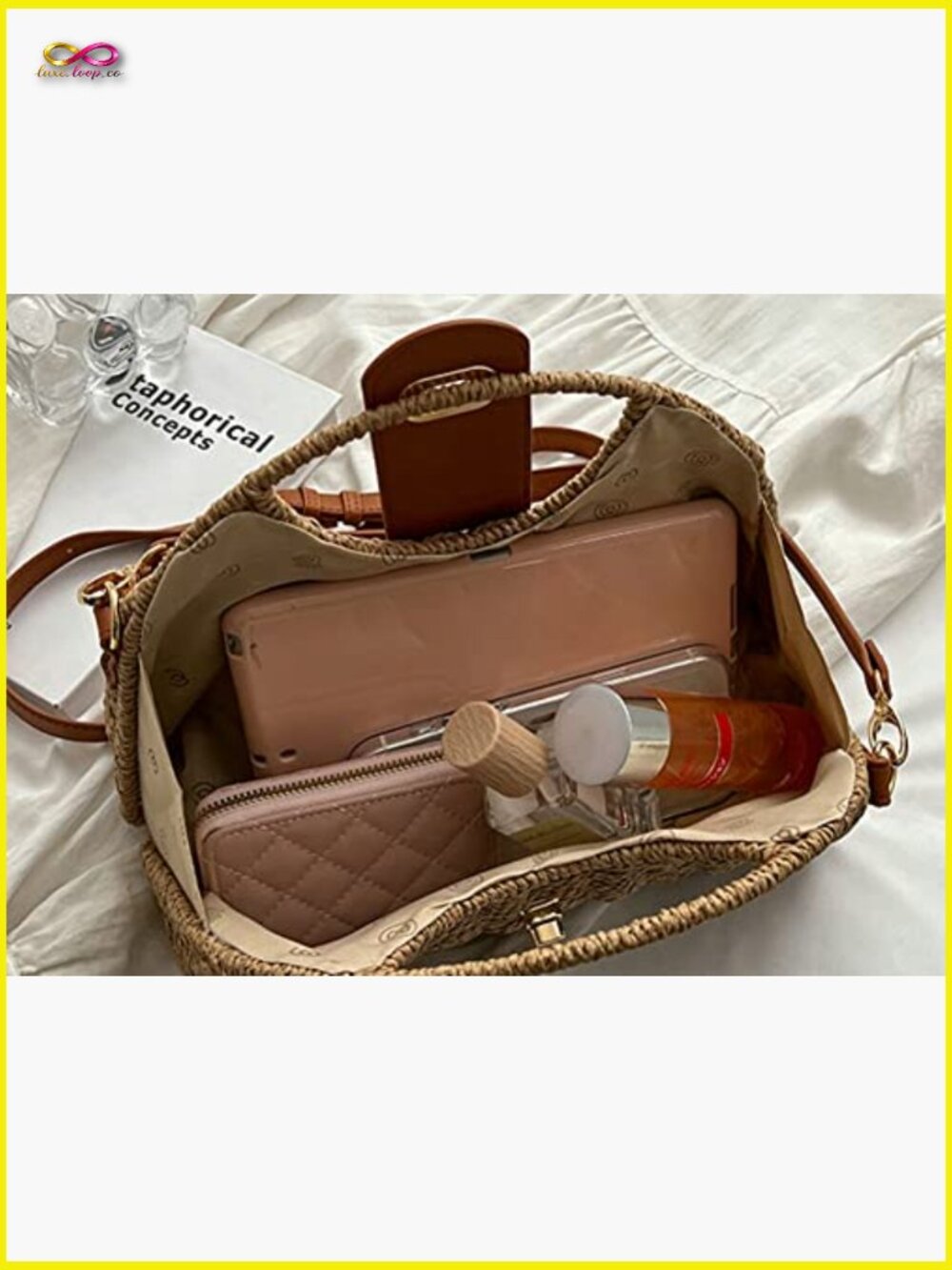 Straw Handwoven Crossbody Tote Bag Summer Beach Travel Clutch - Picture 4 of 6